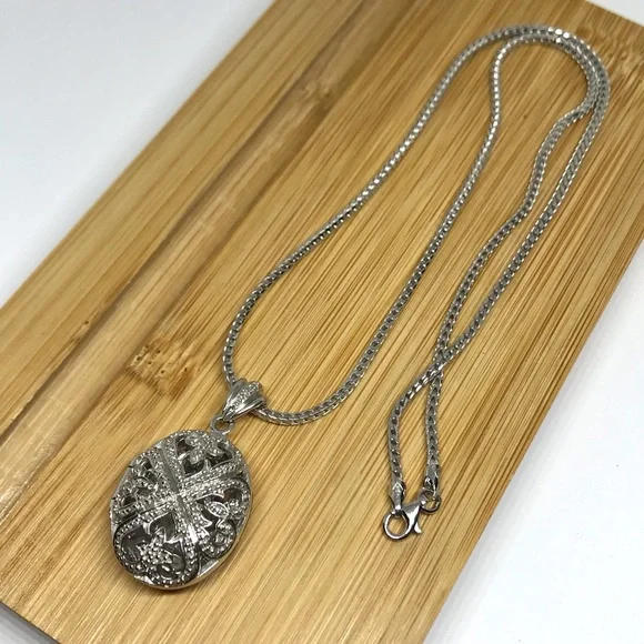 925 Sterling Silver Filigree locket Pendant Necklace size 20” - Picture 9 of 16